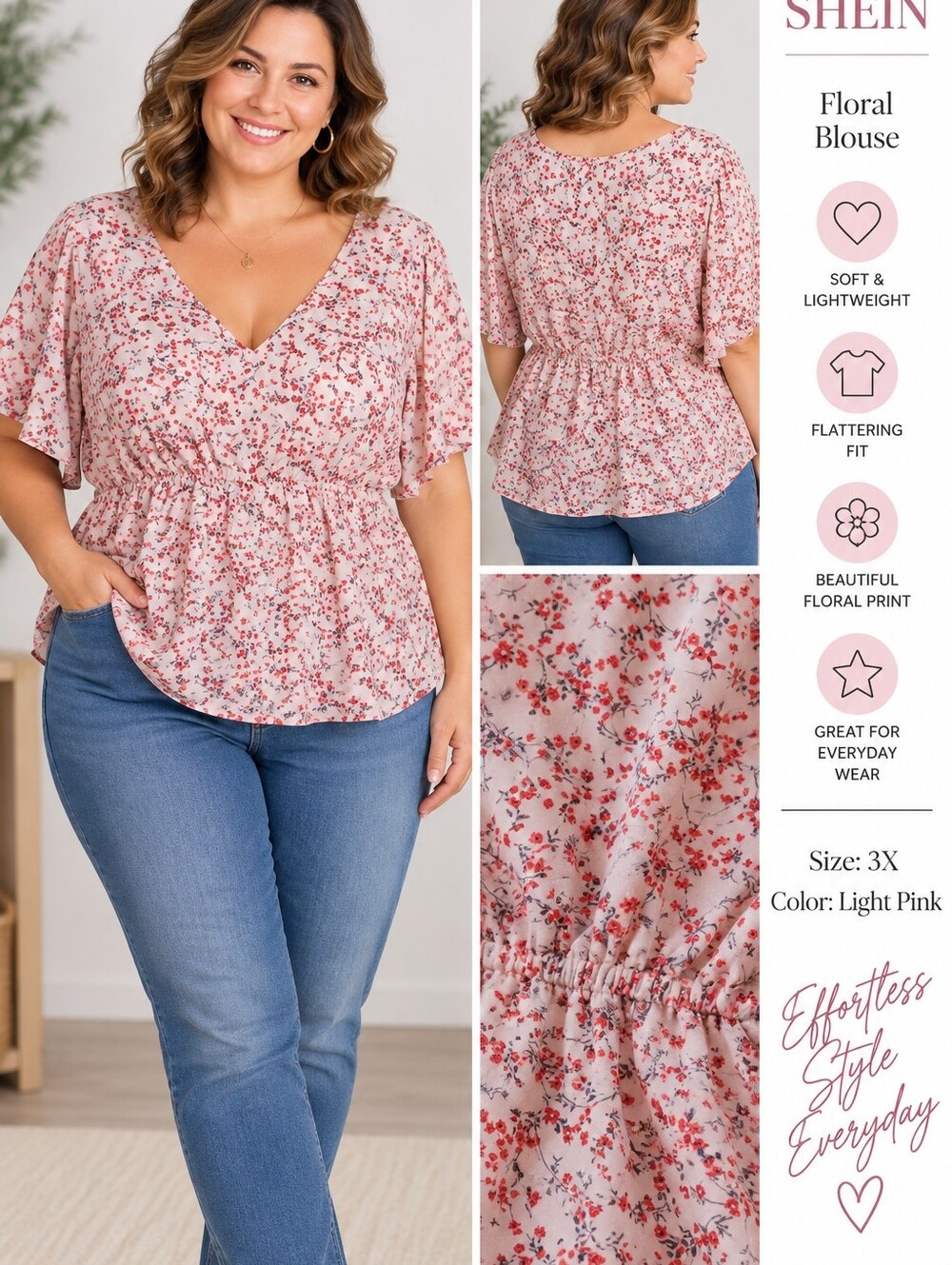 Shein Curve Plus Size Blouse, EUC